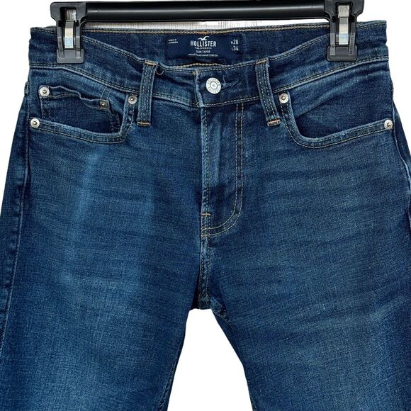 Hollister Mens SZ W28xL34 Slim Taper Jeans Zip-Fly Pockets Medium Wash Blue - Picture 2 of 9
